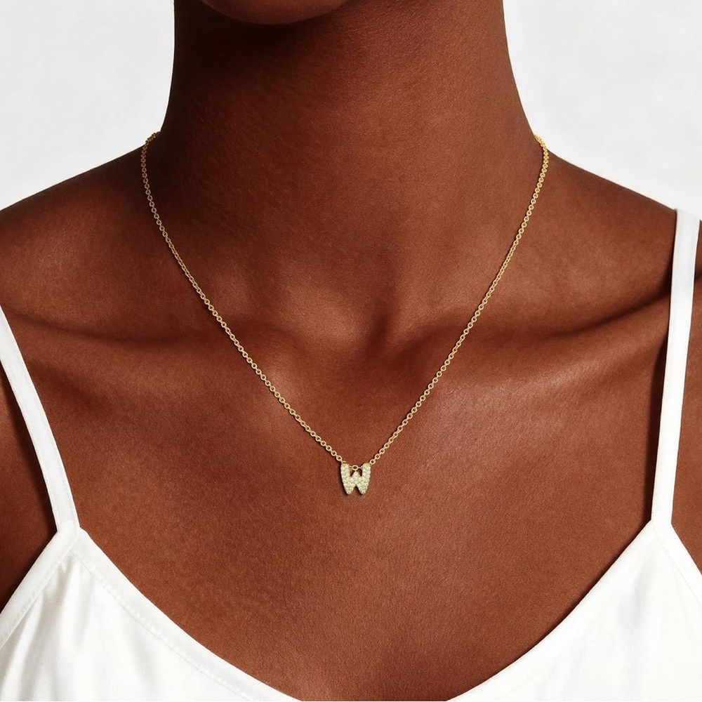Gold Initial 'W' Pendant Necklace - Women's Jewelry